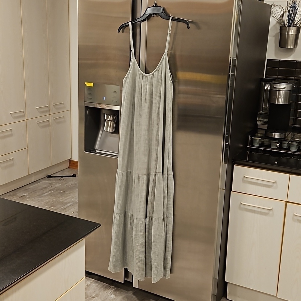 💕FRESH LAUNDRY💕 Gauze Flowy Dress ~ 100% Cotton Light Gray Small S NWOT